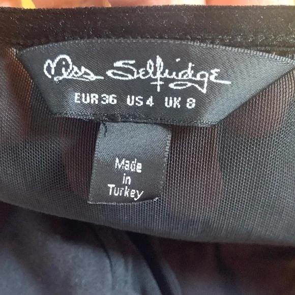 Miss Selfridge by ASOS, NBW, Black, Velvet Trimmed Body Suit, Size 4 - Picture 3 of 5